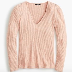 J.crew Puffsleeve V-neck top in soft rib-Large NWT